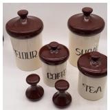 (H) Vintage Coffee & Tea Canister Set Muchroom