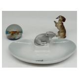 (M) VTG Dachshund Ashtray with paperweight and