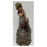 (M) VTG Dachshund and Dutch girl clay Statue