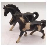 (H) 2 Vtg. Ceramic Horse Black & White 6"l