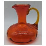 (H) Vintage red-orange pitcher 6in h
