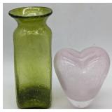 (H) Vintage bubble glass vases, tallest 11in h