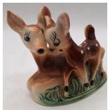 (H) Vtg. Shafford Pottery Big Eyes Deer & Fawn