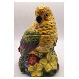 (H) Tropical Parrot Ceramic Cookie Jar 11"