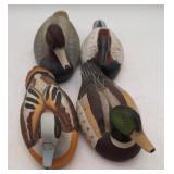 (H) 4 hand painted ceramic ducks 11"l