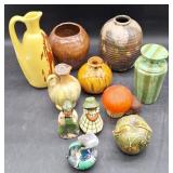 (H) Various pottery jugs, vases, s/p shakers, and