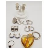 (H) Silvertone Jewelry - Earrings, Ring and