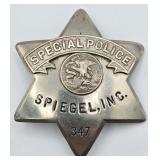 Obsolete Spiegel Inc. Chicago Special Police Badge