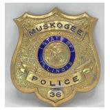 Obsolete Muskogee Illinois Police Shield Badge #36