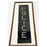 Vintage Police Lightbox / Sign Blue & White Glass