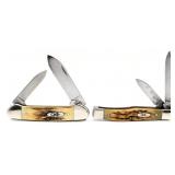 2003 & 08 Case XX Amber Bone & Bone Stag Canoe Kni