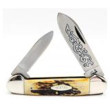 1977 Case XX Blue Scroll Stag Canoe Knife 52131
