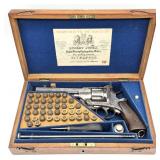 Cased Engraved Belgian Large Frame .45 Cal Top Bre