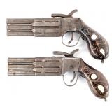 Pair of Antique Russian Three Barrel Duck Foot Dis