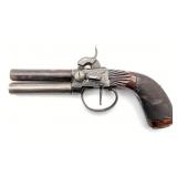 Unmarked .38 Cal Double Barrel Percussion Pistol