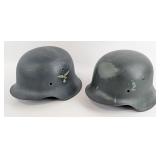 (2) Refinished WWII German M42 Helmet Shells