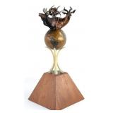 2000 Fred Boyer Bronze Elk Bongo & Ram Sculpture