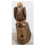 3ft Carved Wood Bald Eagle Sculpture