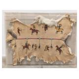 Framed Native American Painted Caribou Hide