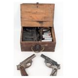 (2) WWII German M42 Flare Guns w/ Signal Flare Pou