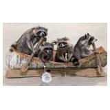 Racoon Fishing Trip in a Birch Bark Canoe Full Bod