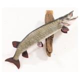42in Fiberglass Tiger Musky on Driftwood Taxidermy