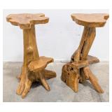 Pair of Teak Wood Tree Root End Tables