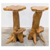 Pair of Teak Wood Tree Root End Tables