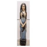 6.5ft Carved Wood Mermaid Siren Statue