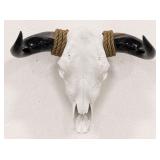 Bleached White Steer Skull & Polished Horn Mount