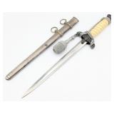WWII German Unmarked Heer Dagger w/ Scabbard & Kno