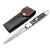 11.5in Damascus Horn Handle Switchblade Knife w/ S