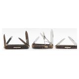 (3) Antique German Jigged Bone Folding Knive