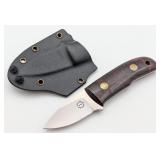 Dozier Knives Burl Wood Drop Point Neck Knife w/ K