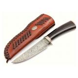 Rich McDonald Damascus Buffalo Horn Hunter w/ Cust