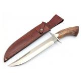 KatZ Knives Crown Stag Bowie Knife w/ Sheath