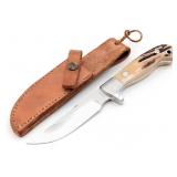 Lou Hegedus Stag Fixed Blade Hunting Knife w/ Shea