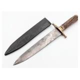 Civil War Style Unmarked Stag Dagger w/ Sheath