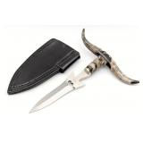 Louis Longhorn Horn Handle Push Dagger w/ Sheath