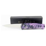 Piranha Knives Plum Aluminum Pocket Auto w/ Box