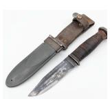 WWII USN Ka-Bar Fighting Knife w/ Sheath