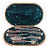 Antique Sterling Silver Stag 7pc Carving Cutlery S