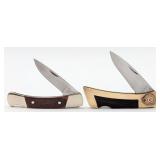 Buck & Gerber Smooth Wood Lockback Folding Knives