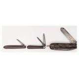 (3) Antique Civil War Era Smooth Wood Folding Kniv