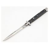 AKC 13in Smooth Black Wood Switchblade Knife