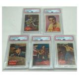 (5) Graded 1956 Elvis Presley Trading Cards