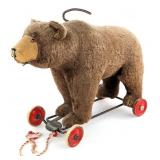 Vintage Steiff Ride On Bear w/ Wheels