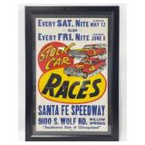 Santa Fe Speedway Stock Car Races Framed Poster