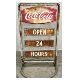Vintage 2-Sided Coca-Cola Fishtail Curb Sign / Sid