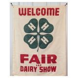 Large Vintage 4-H Fair And Dairy Show Cloth Advert